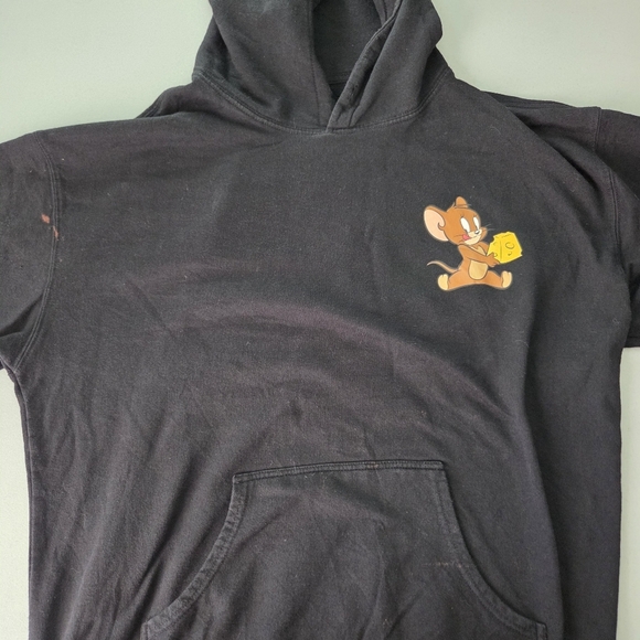 Tom And Jerry Mens Graphic Black  Distressed Pullover Hoodie - Picture 4 of 8
